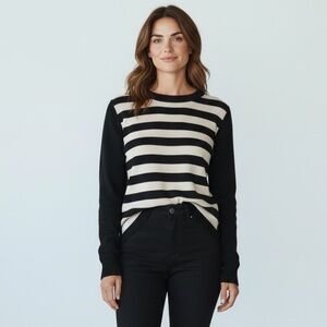 Les Copains Italian Knit Striped Long Sleeve Top